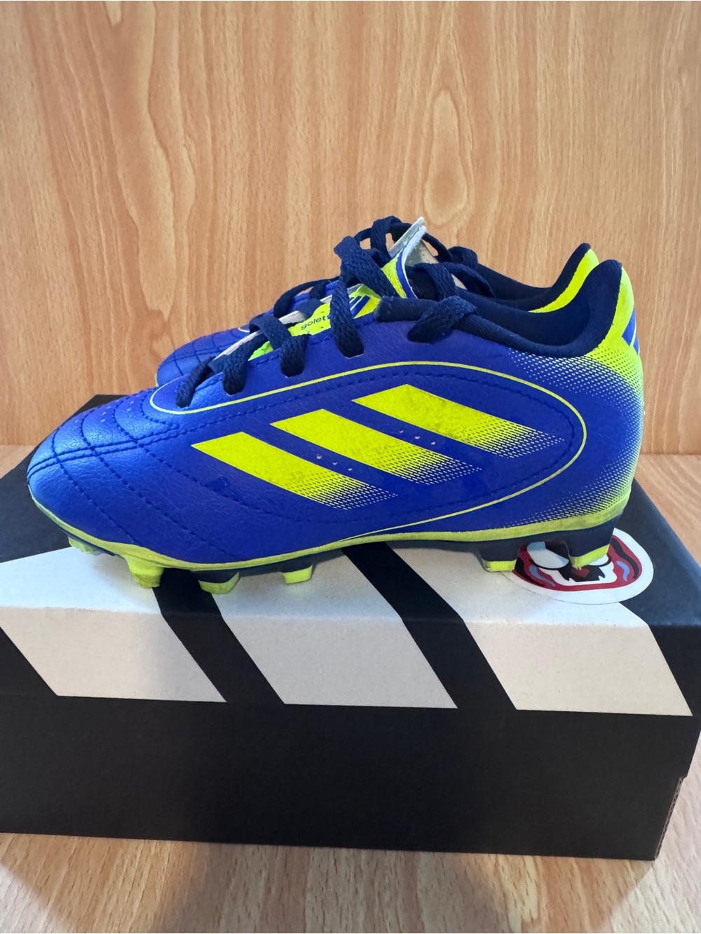 Adidas Goletto IX FG/MG J Kids Blue and Neon Yellow Soccer Cleats